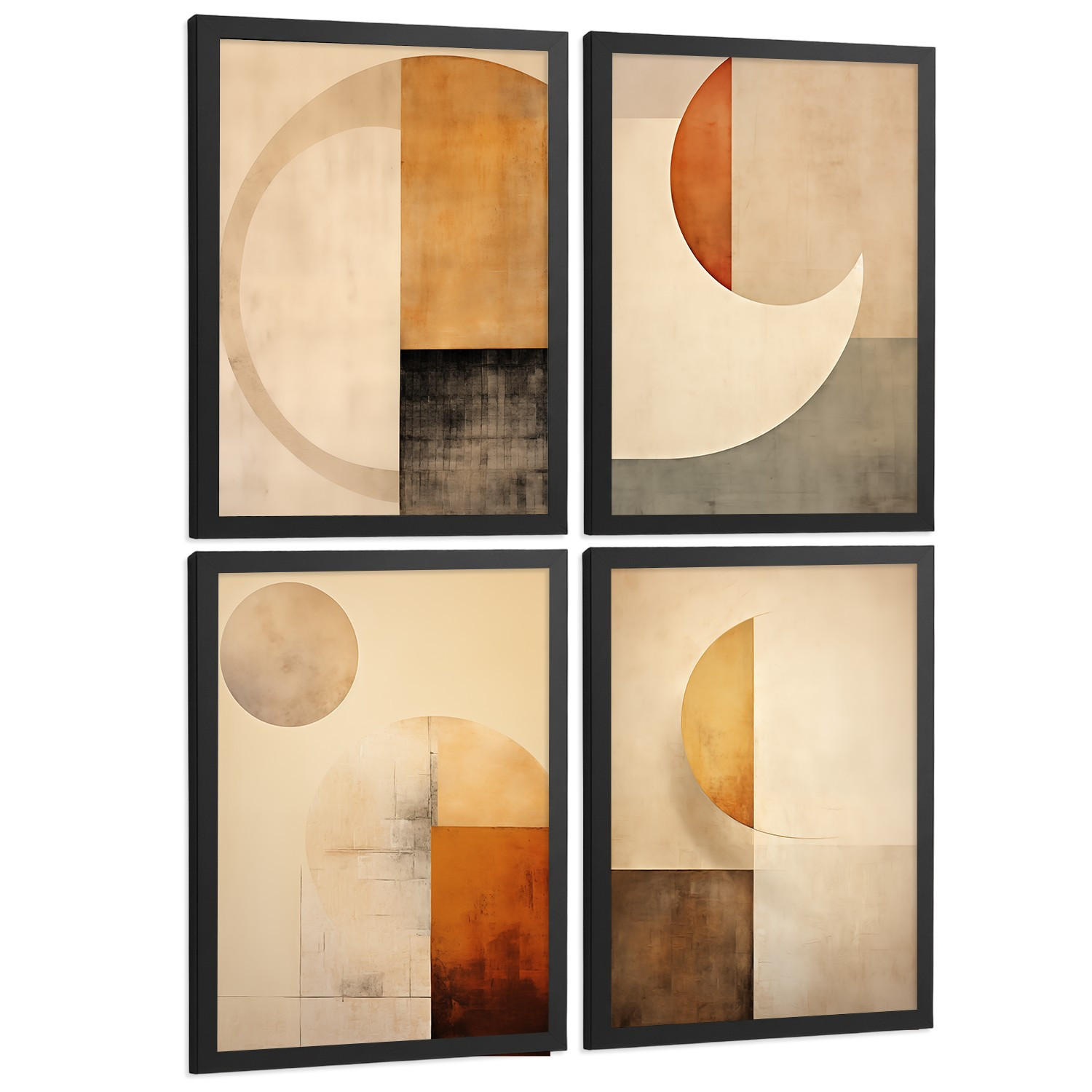 POSTER Set of 2 Beige Abstract Shape Wall Art Modern Living Room Bedroom Kitchen Bathroom Decor Schwarzer Rahmen A3 - Schwarz, Papier (29.7/1/42cm) - Nacnic
