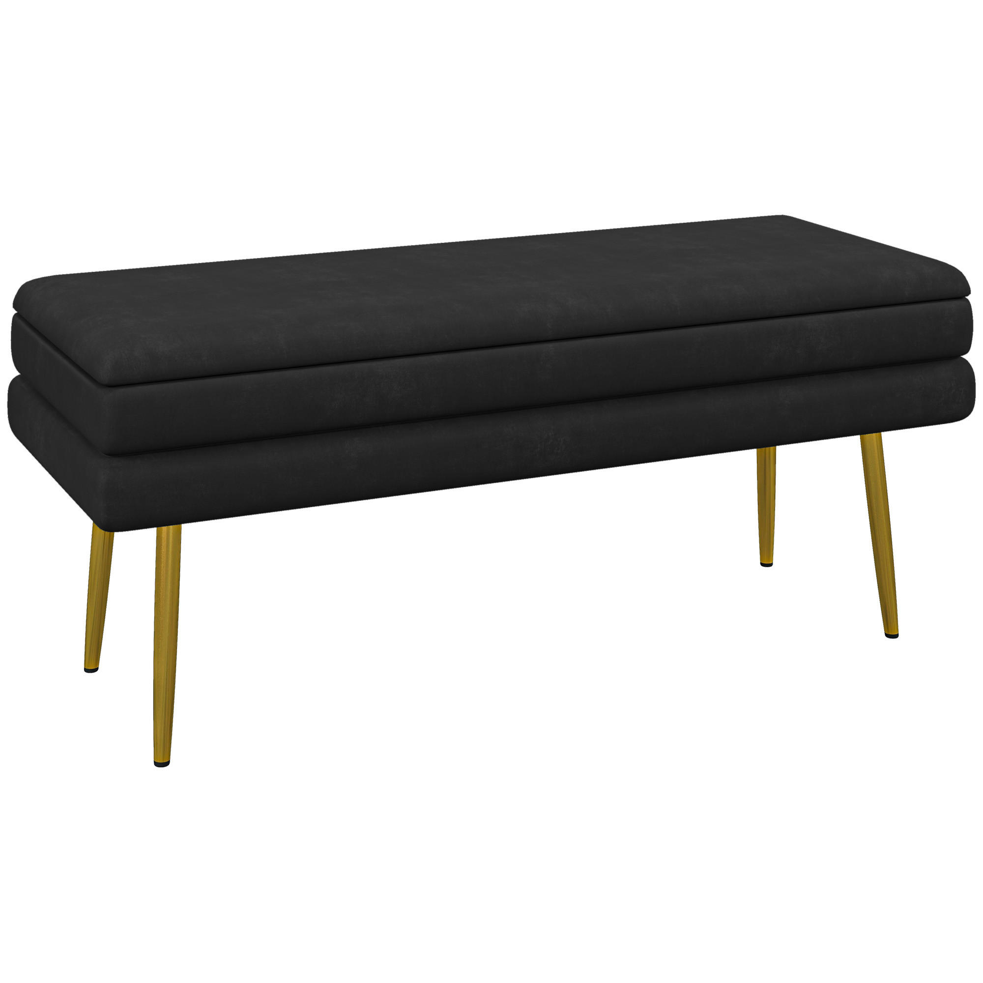 TRUHENBANK mit Stahlbeine, Schwarz - Schwarz, Kunststoff (37.5/42/100cm) - HOMCOM