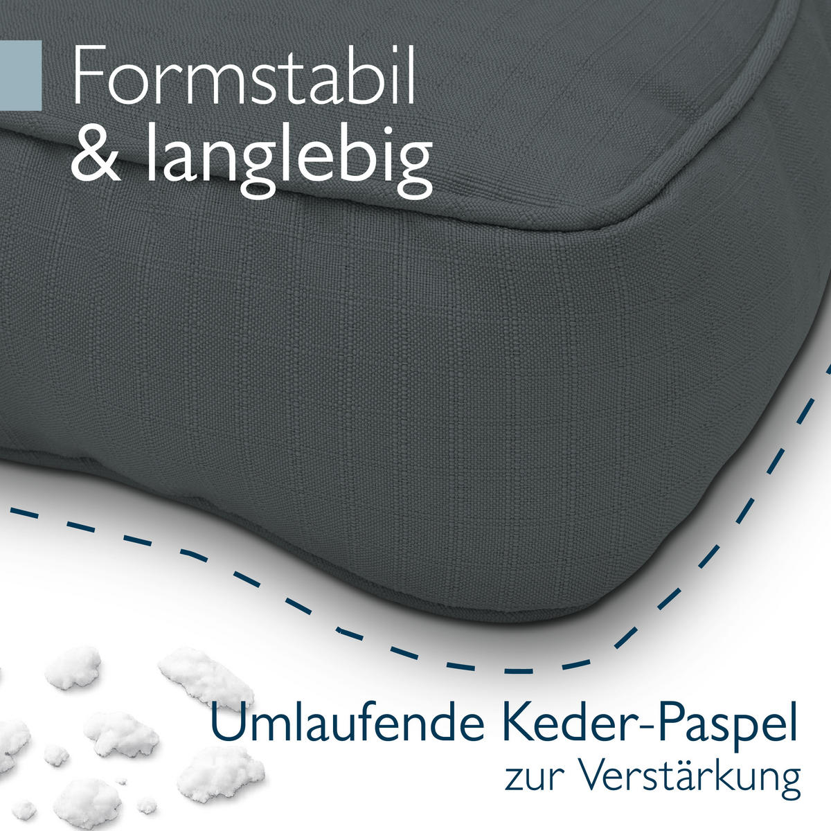 LOUNGEKISSEN Xluna Sitz 50x50x10cm mit Rücken 50x40x12cm Graphitgrau (2tlg) - Graphitfarben, Textil (50/50cm) - Beautissu 