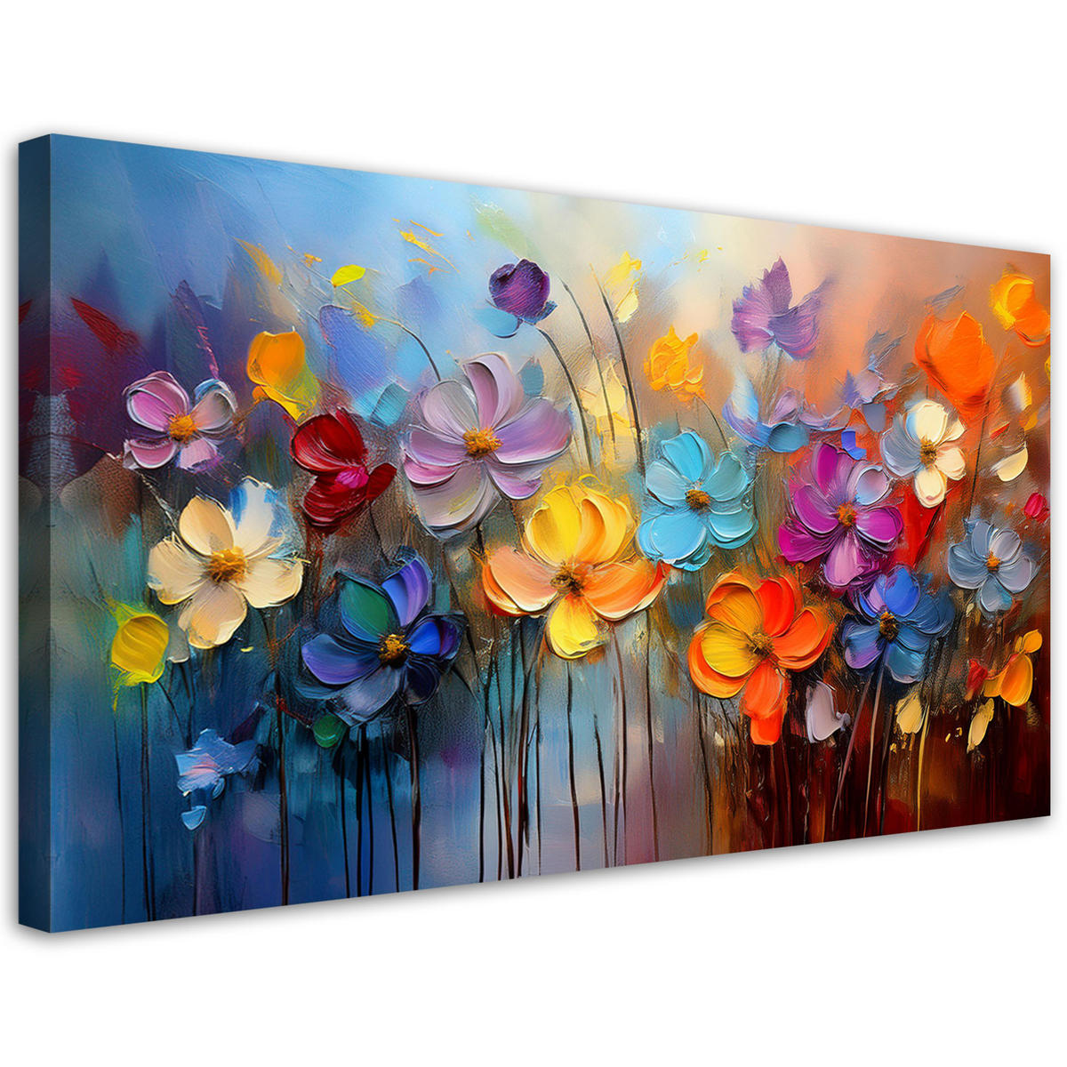 LEINWANDBILD Bunte gemalte Blumen - Multicolor, Textil (80/40cm) - Feeby