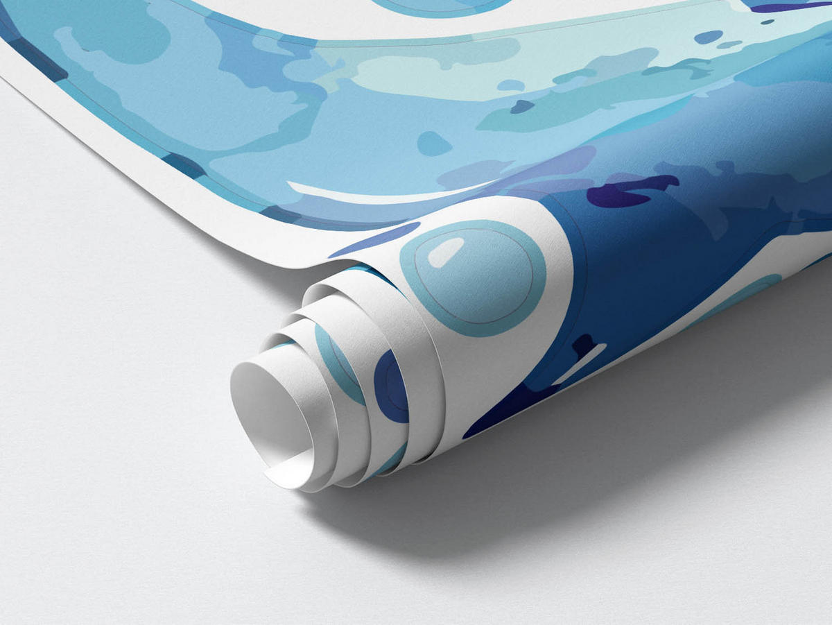 WANDAUFKLEBER 100x155cm - Blaue Delfine - Multicolor, Kunststoff (100/155/0.1cm) - Wallfluent