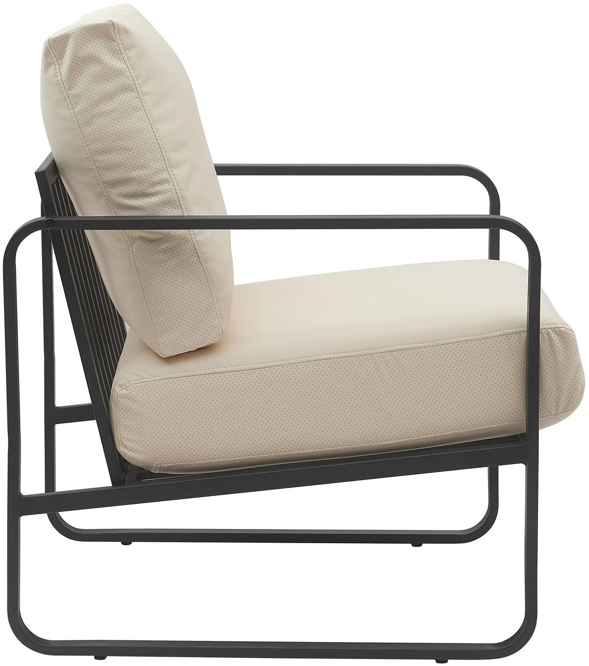 SESSEL Lederlook creme - Creme/Schwarz, Textil/Metall (70/82/74cm) - CLP