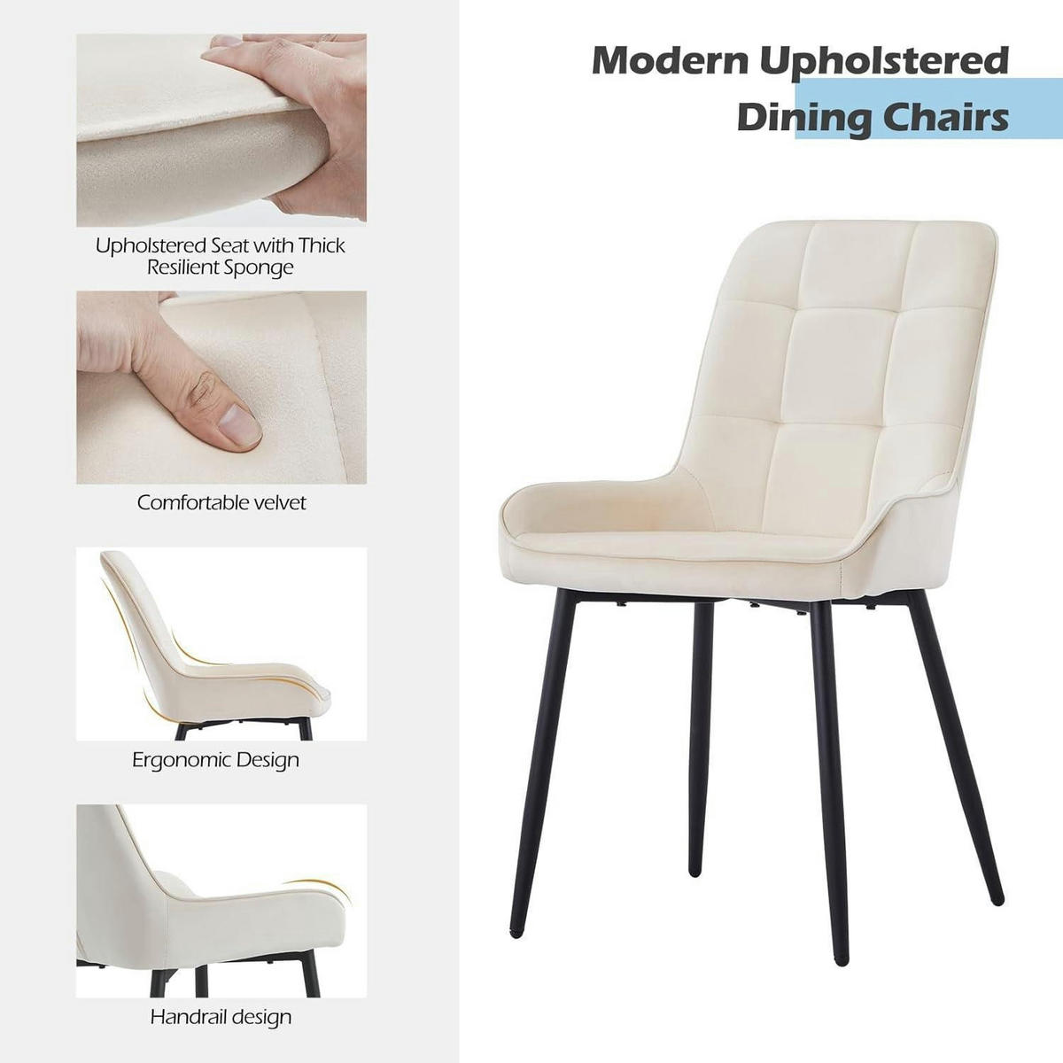 ESSZIMMERSTÜHLE 2er Set Samt Creme - Creme, Textil (48.5/83/40cm)