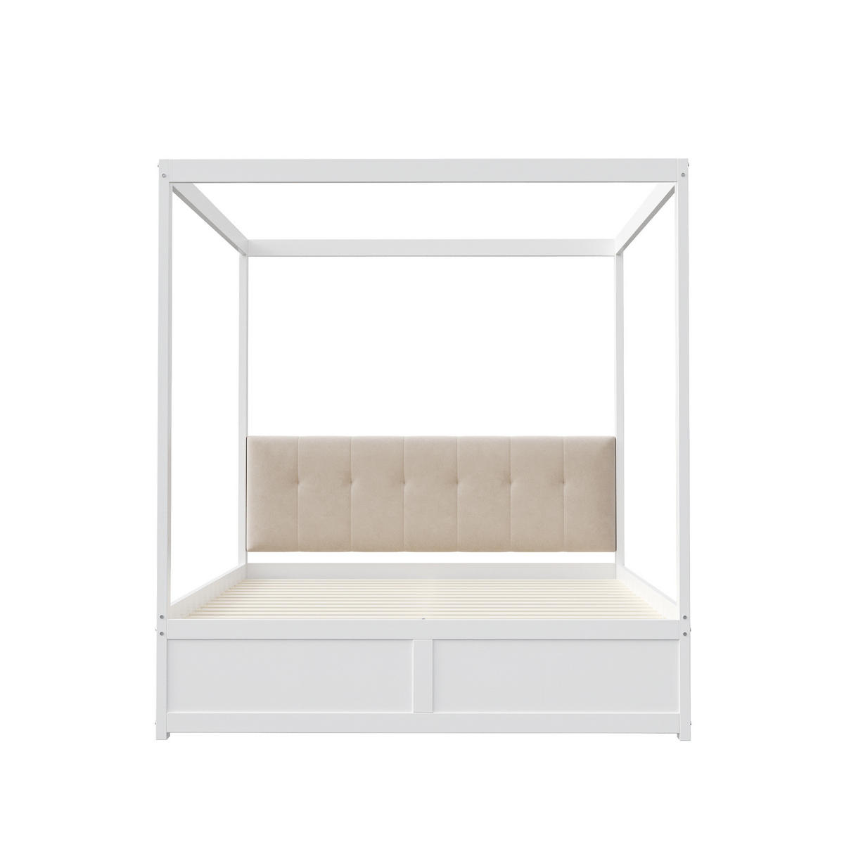 KINDERBETT 140/200 cm mit Zeltstruktur, gepolsterter Rückenlehne und 2 Schubladen, Weiß - Weiß, Holzwerkstoff (140/200cm) - Redom