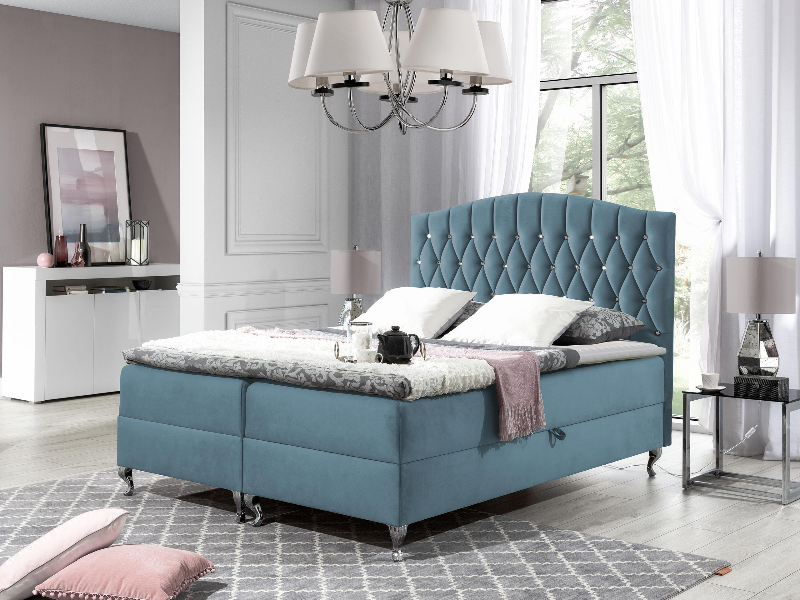 BOXBETT Puerto - Hellblau, Holz (140/200cm) - MIRJAN24