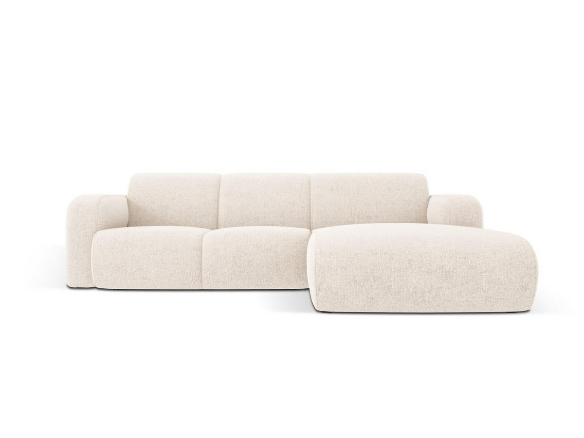 ECKSOFA rechts Molino aus Chenille-Stoff leichtes beige 4 Sitzplätze - Creme, Textil (170/250cm) - Micadoni