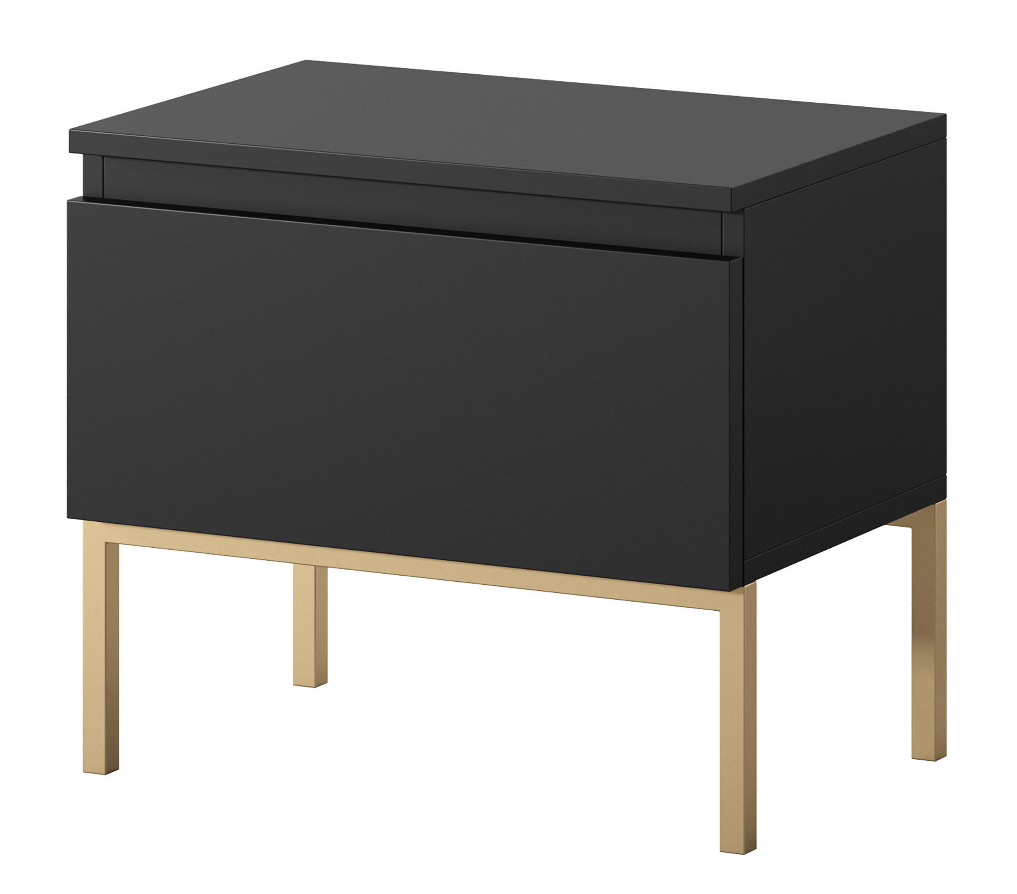 NACHTSCHRANK Bemmi Schwarz - Goldfarben/Schwarz, Holzwerkstoff/Metall (49/43/32cm) - Selsey