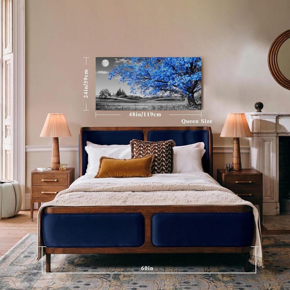 LEINWANDBILD Blau Baum des Lebens 120 x 60 cm - Blau, Papier (60/0.5cm)