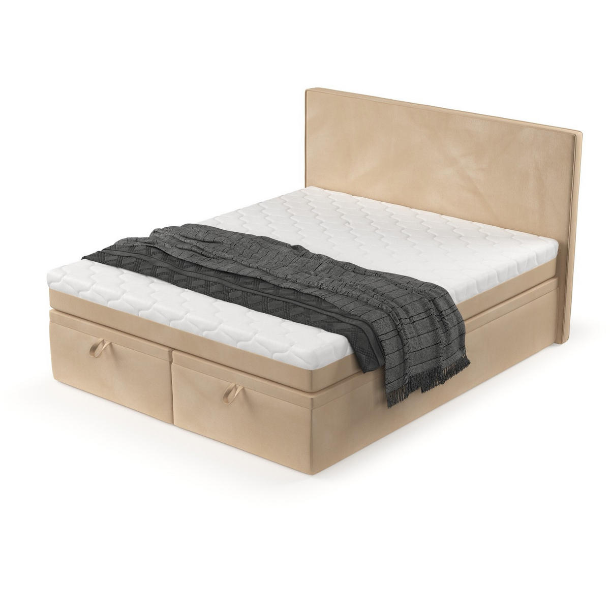 BOXBETT Zalla 140/200 cm Beige im Kronos Stoff - Beige/Schwarz, Holz/Holzwerkstoff (140/200cm) - AltaBeds