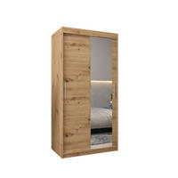 SCHWEBETÜRENSCHRANK 200/100/62 2-türig - Silberfarben/Eiche Artisan, Holz/Kunststoff (100/200/62cm) - MÖBEL KRYSPOL