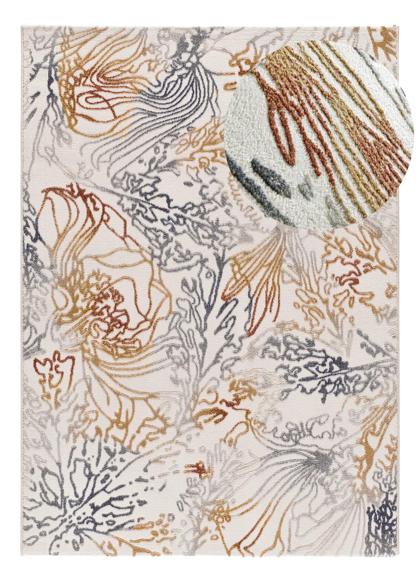Atticgo Kurzflorteppich Creme, Mehrfarbig 80x150 cm