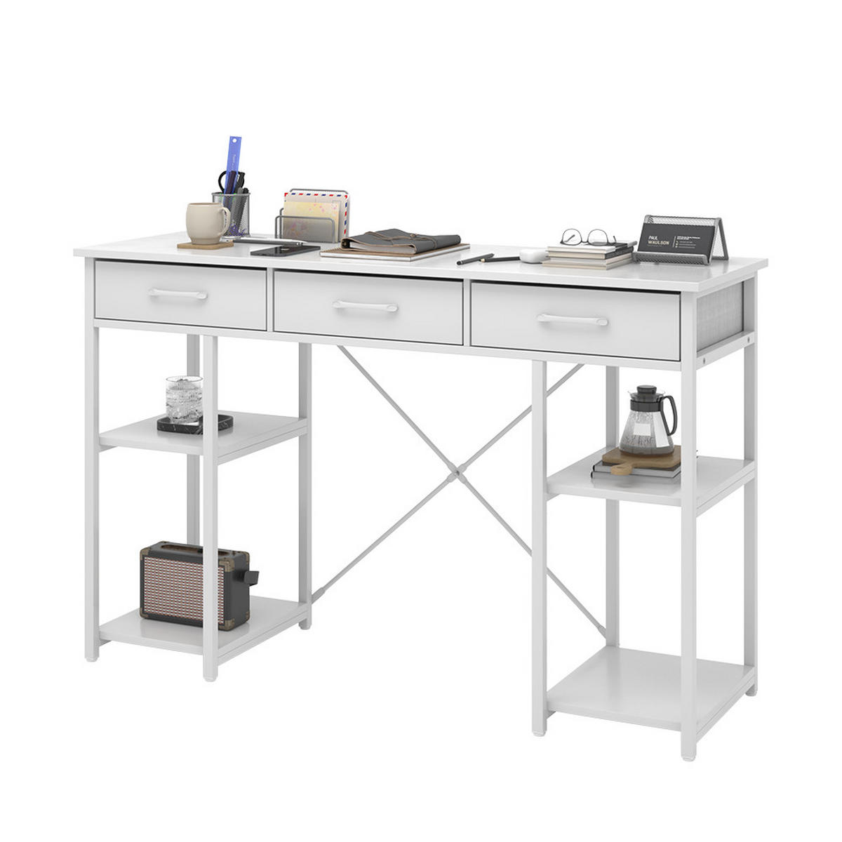 SCHREIBTISCH Chino Weiß 120 x 40 cm mit 3 Schubladen - Weiß, Holzwerkstoff (40/120/78cm) - Vicco