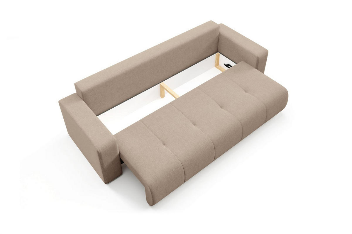 SCHLAFSOFA Augusto - Beige, Holzwerkstoff/Textil (244/82/102cm) - Fun Möbel
