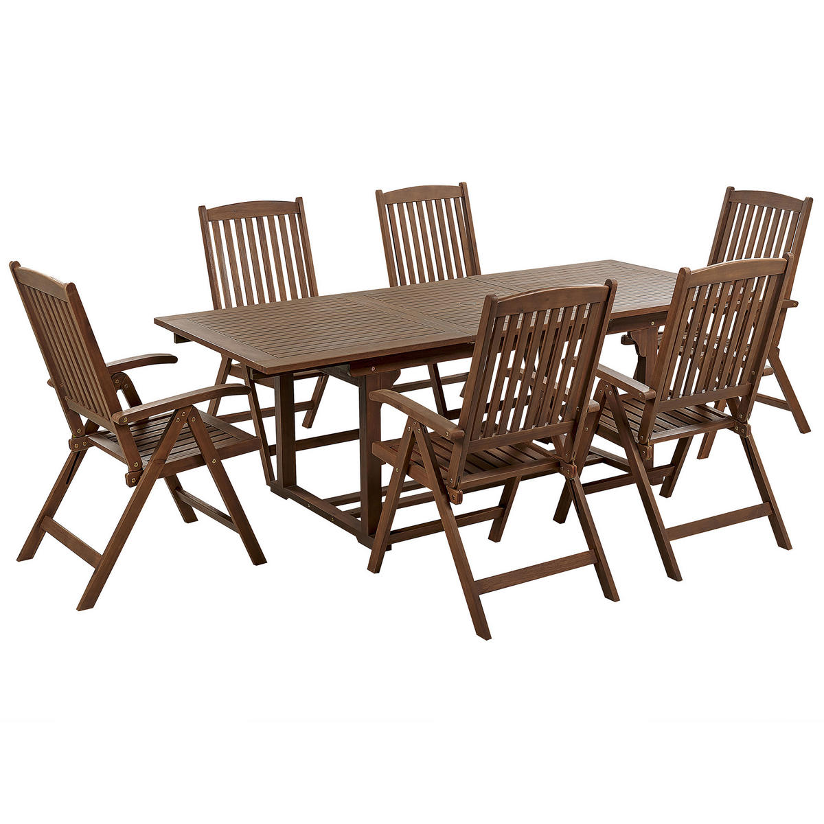 GARTENMÖBEL SET 6-Sitzer Akazienholz dunkelbraun Amantea - Dunkelbraun, Holz - Beliani