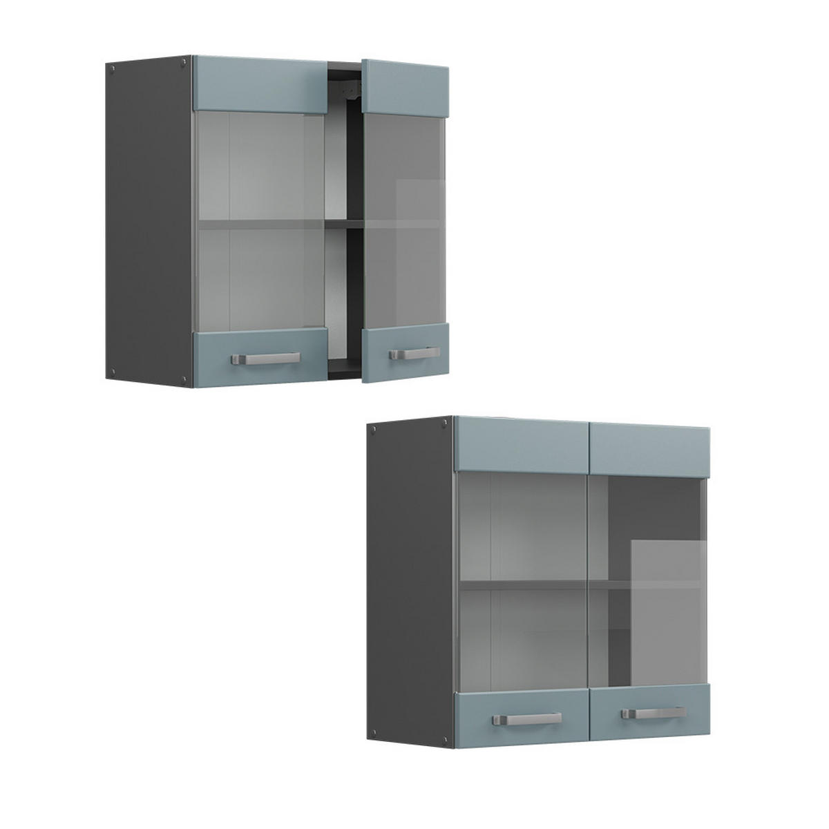 KÜCHENGLASSCHRANK R-Line Blau-Grau 60 cm - Anthrazit/Blaugrau, Holzwerkstoff (60/60/31cm) - Vicco