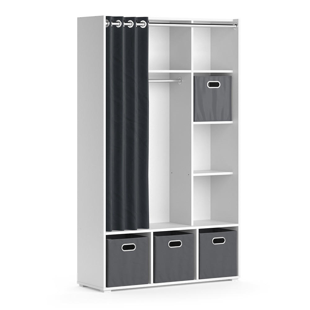 KLEIDERSCHRANK Luigi Weiß 105.8 x 178.1 cm Mit Faltboxen (grau) - Weiß, Holzwerkstoff (38/178.1/105.8cm) - Vicco