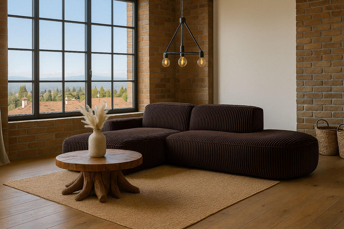 ECKSOFA Cursal Atelier, Stoff Poso, Braun, Links - Braun, Holz (284/166cm) - Kaiser Möbel