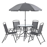 GARTENMÖBEL-SET 6 TLG. Milagro - Dunkelgrau/Schwarz, Glas/Textil - [en.casa]