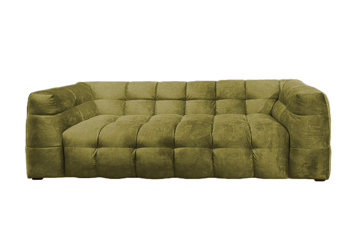 SOFA RIO Grün Velvet - Schwarz/Grün, Textil (282/68/105cm) - KAWOLA