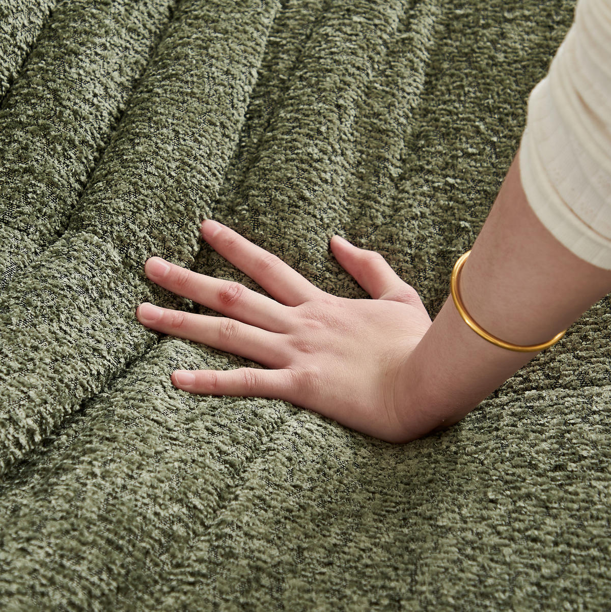 SOFA aus Chenille mit hochdichtem Schaum Grün - Grün, Kunststoff (94/71/101cm) - Beauniv