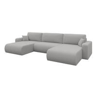 SEDACÍ SOUPRAVA DO U s funkcí spaní a úložným prostorem BERY-U 377x193x88 světle šedá bouclé - černá/stříbrná, kompozitní dřevo/textil (377/88/193cm) - ALTDECOR