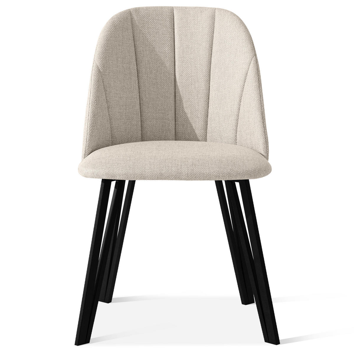 POLSTERSTUHL SPENO Esszimmerstühle 2er Set - Beige/Schwarz, Holz/Textil (52/85/58cm) - KONSIMO®