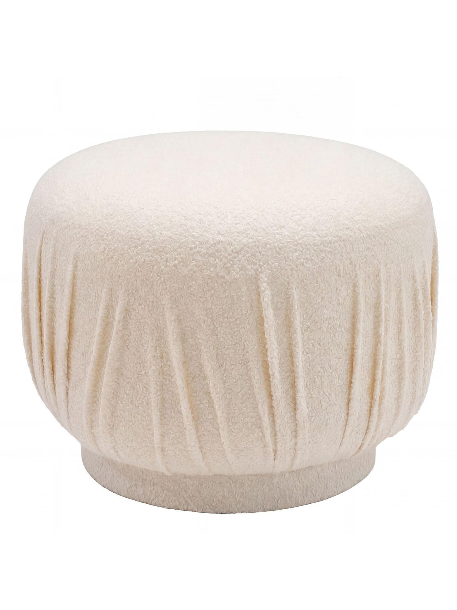 SITZHOCKER AVEN, Stoff, mit Textilbezug, Creme, Ø 50 x 40 cm - Beige/Creme, Textil (50/40/50cm) - KADIMA DESIGN