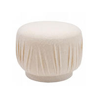 SITZHOCKER AVEN, Stoff, mit Textilbezug, Creme, Ø 50 x 40 cm - Beige/Creme, Textil (50/40/50cm) - KADIMA DESIGN
