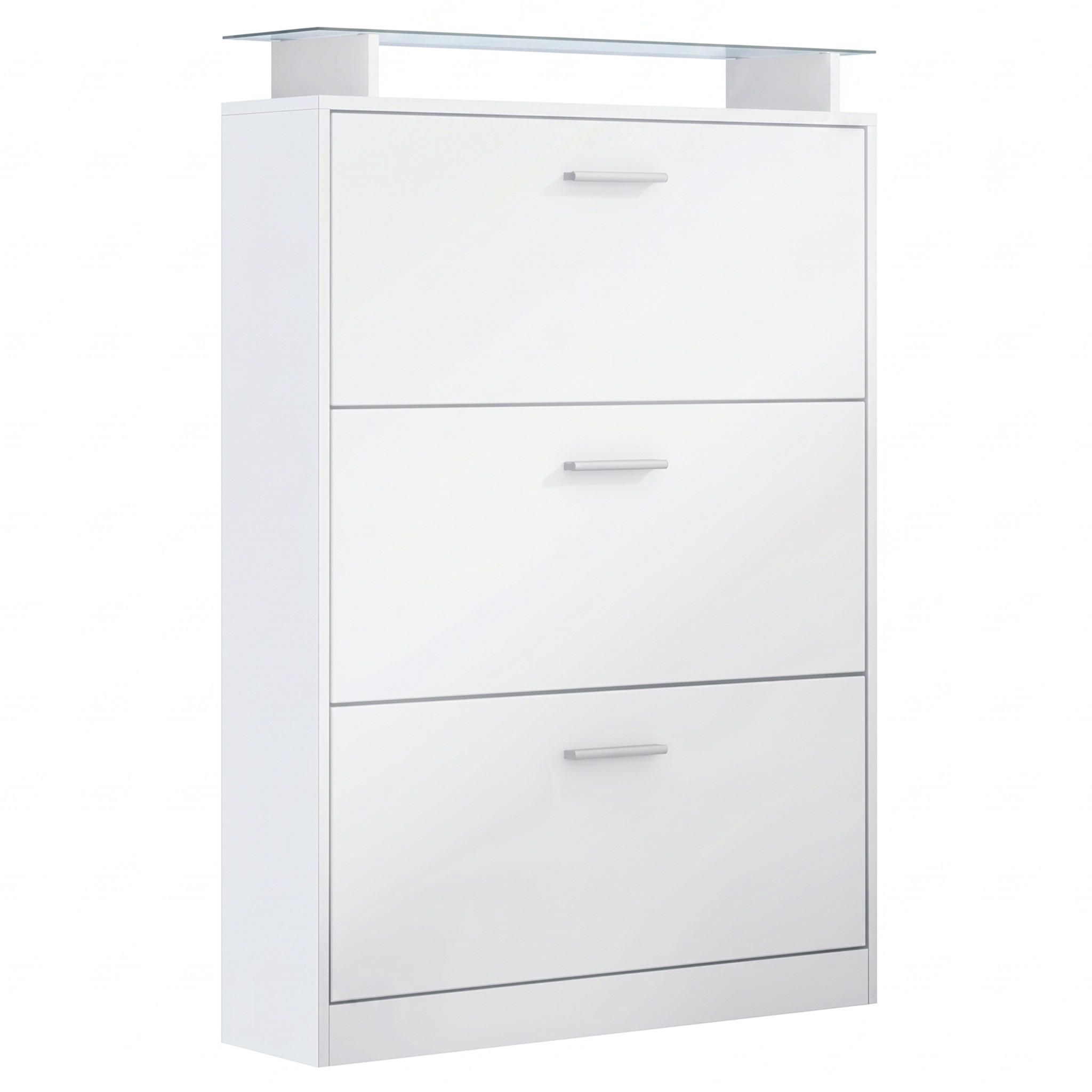 Vladon Schuhschrank Weiß 89x128x23 cm