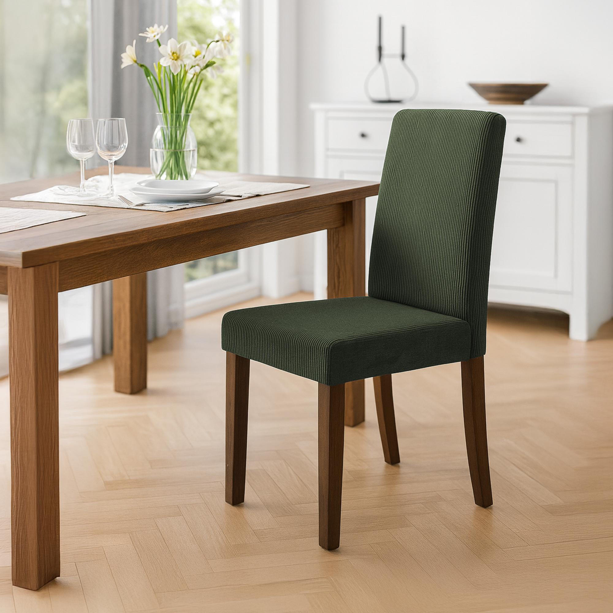 ESSZIMMERSTUHL Cord Grün - Grün, Holz/Textil (41/91/47cm) - CLP