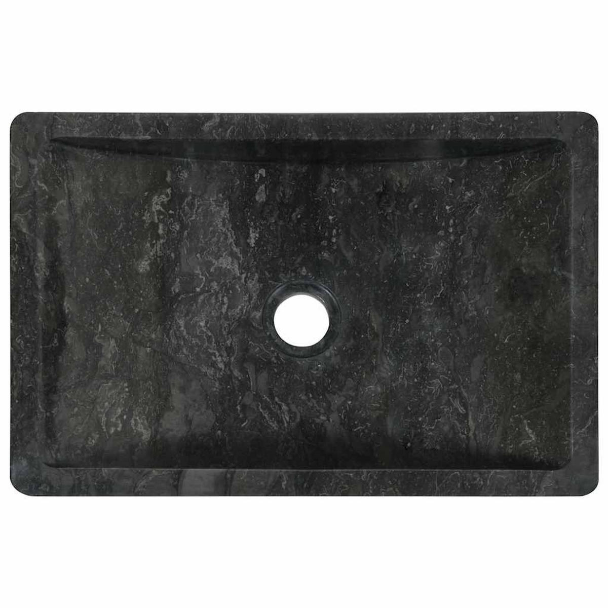 WASCHBECKEN 45/30/12 Cm Marmor Hochglanz-Schwarz - Schwarz, Stein (30/12/45cm) - vidaXL