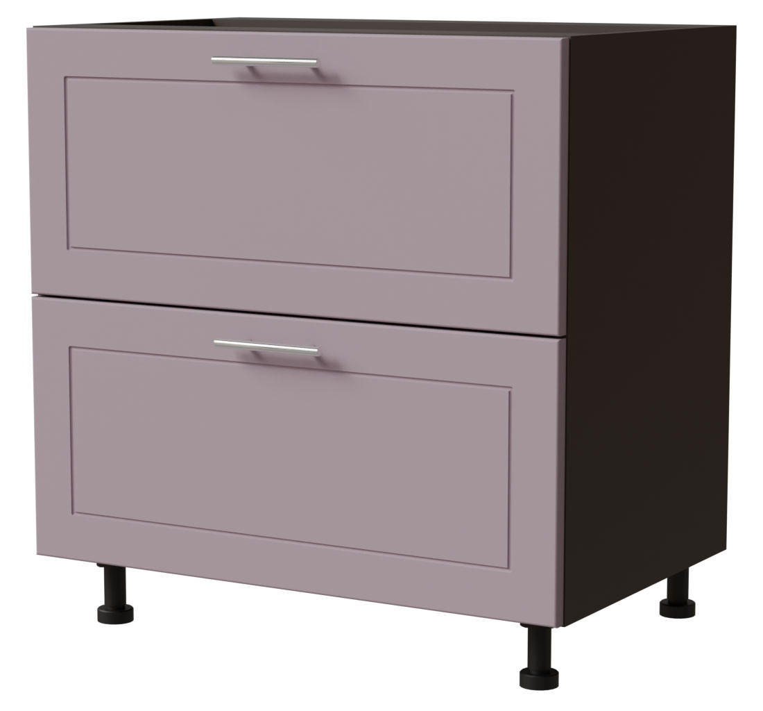 SCHUBLADENUNTERSCHRANK Bari D2/80 Lava / RAL 4009 pastellviolett 80 / 50 / 82cm HETTICH Vollauszug - Dunkelgrau/Violett, Holz/Holzwerkstoff (80/82/50cm) - Feldmann-Wohnen