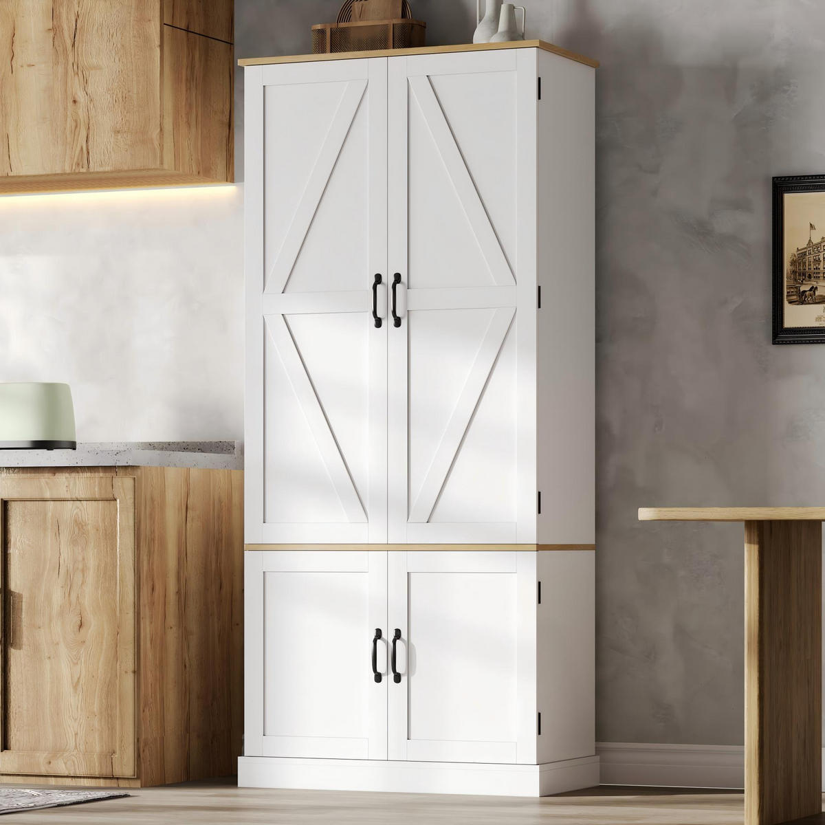 GESCHIRRSCHRANK 181 cm MDF Weiß mit Bewegungssensor LED und Schubladen - Weiß, Holzwerkstoff (80.01/181.1/39.62cm) - Korfee