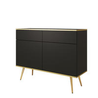SIDEBOARD BANFF KOM2-2D2S Goldene Metallbeine, Schwarz - Schwarz, Holzwerkstoff/Kunststoff (107/85/39cm) - Komodee