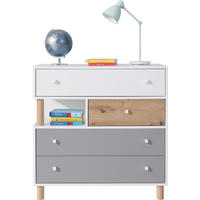 KOMMODE SANNIO 90/90/40cm mit Schubladen Türen Weiß - Weiß, Holzwerkstoff (90/90/40cm) - MASSENO