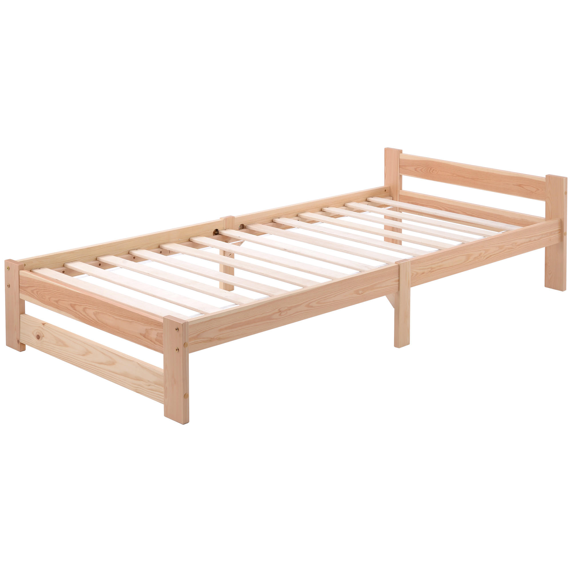 MASSIVHOLZBETT 90/200 cm DE-03875, mit Kopfteil und Lattenrost, in Natur - Naturfarben, Holz (90/200cm) - ComfortXL