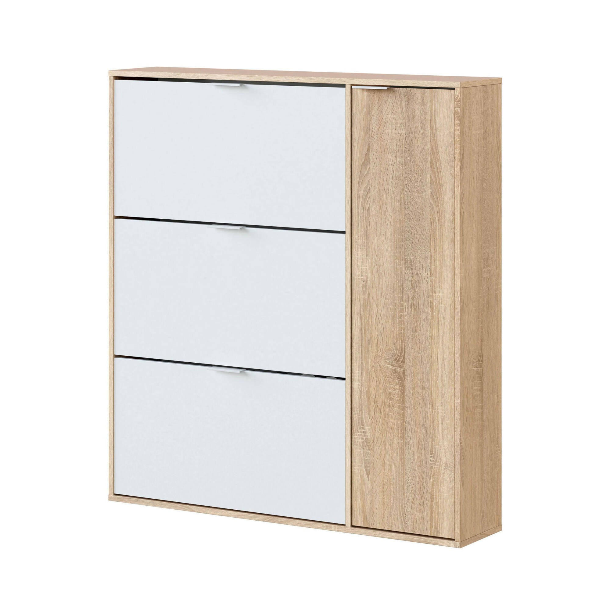 SCHUHSCHRANK Eiche, Weiß 22/106/115 cm - Wildeiche/Weiß, Holzwerkstoff (106/115/22cm) - DMORA