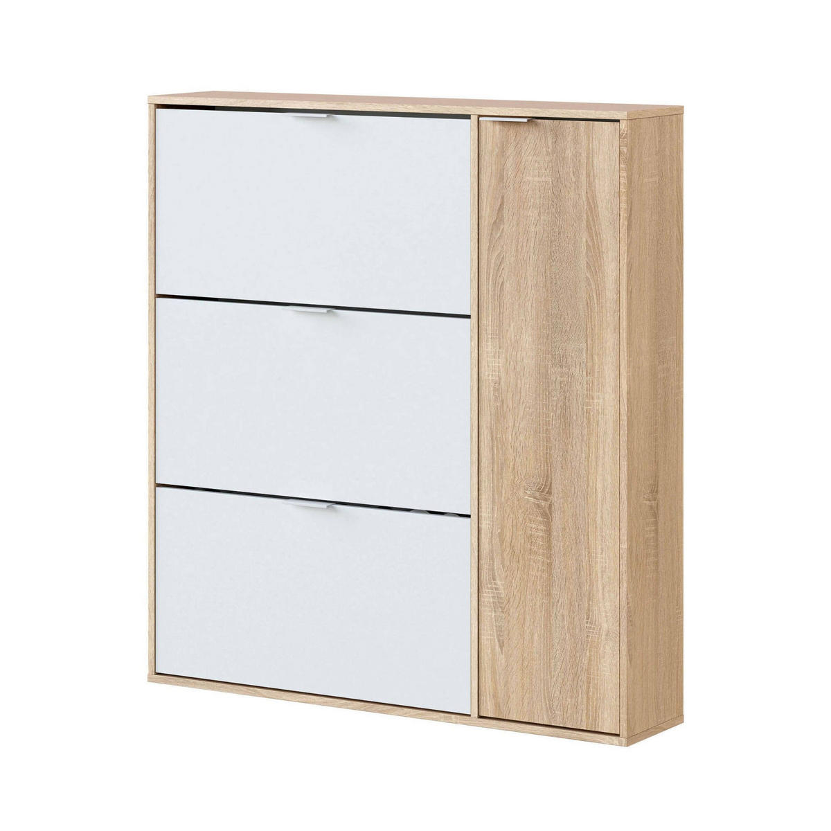 SCHUHSCHRANK Eiche, Weiß 22/106/115 cm - Wildeiche/Weiß, Holzwerkstoff (106/115/22cm) - DMORA