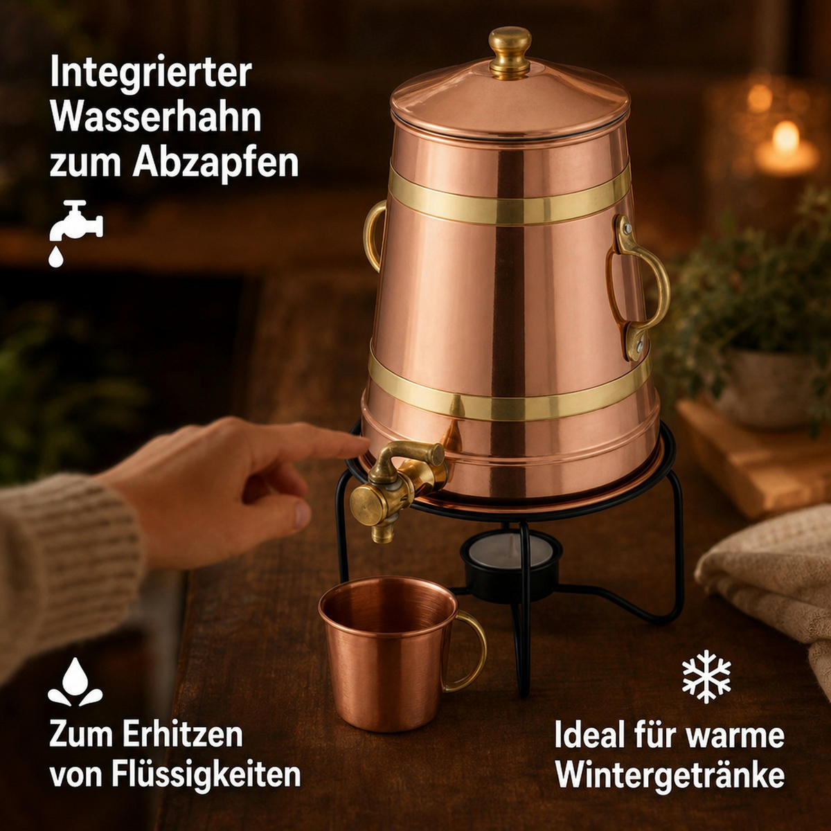 WASSERKOCHER - Kupferfarben, Metall (18/31/18cm) - ich-zapfe