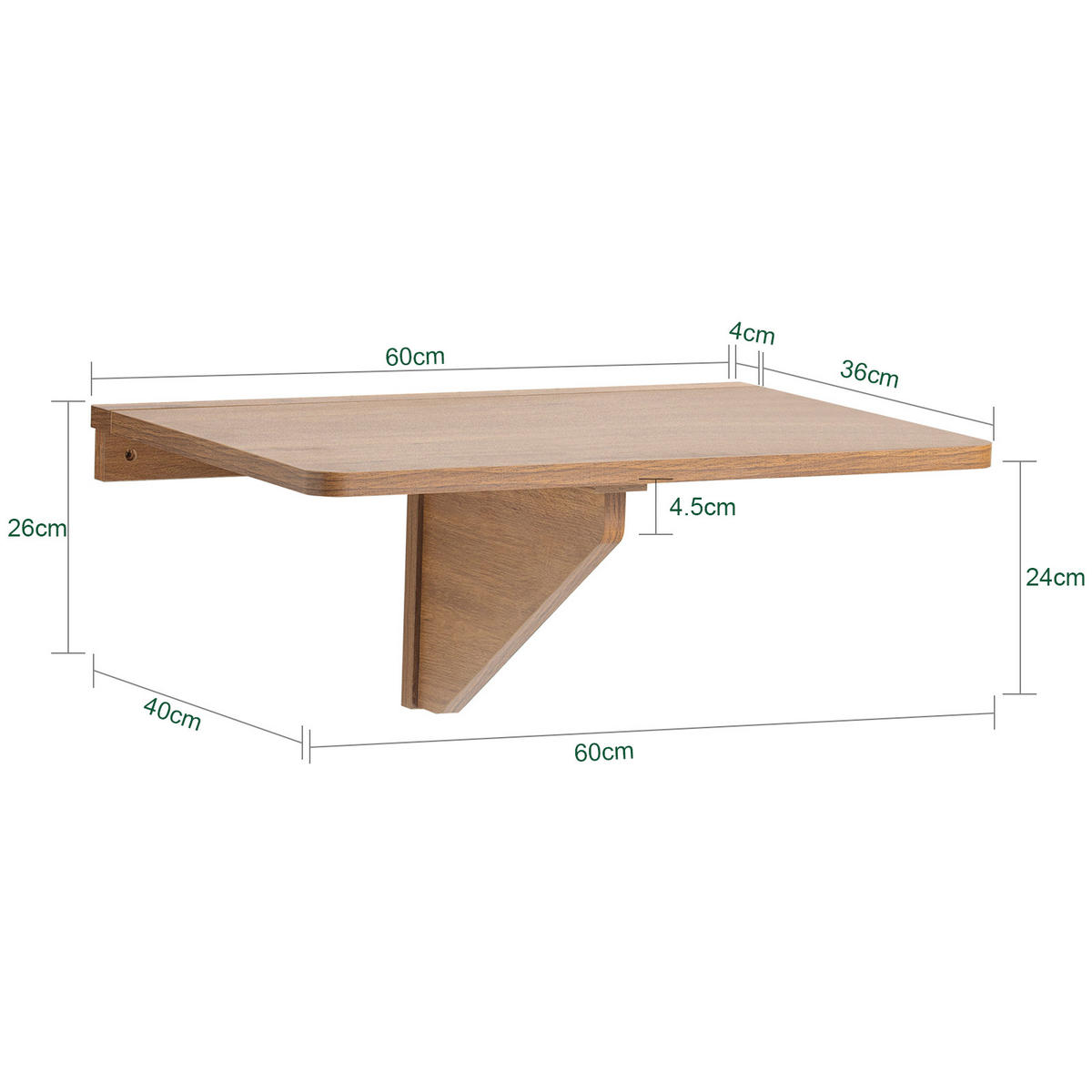 WANDKLAPPTISCH Vintage - Braun, Holzwerkstoff (60/6/40cm) - SoBuy