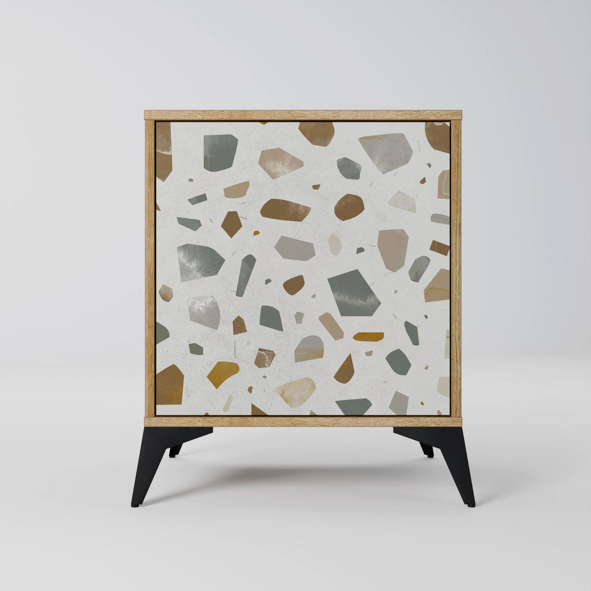 SIDEBOARD PIECES OF TOMORROW, Eichefarben, 57,5x42x77,5 cm, Schräge Buchenholzfüße - Eichefarben/Buchefarben, Holzwerkstoff/Buchenholz (57.5/77.5/42cm) - SpaceRebels