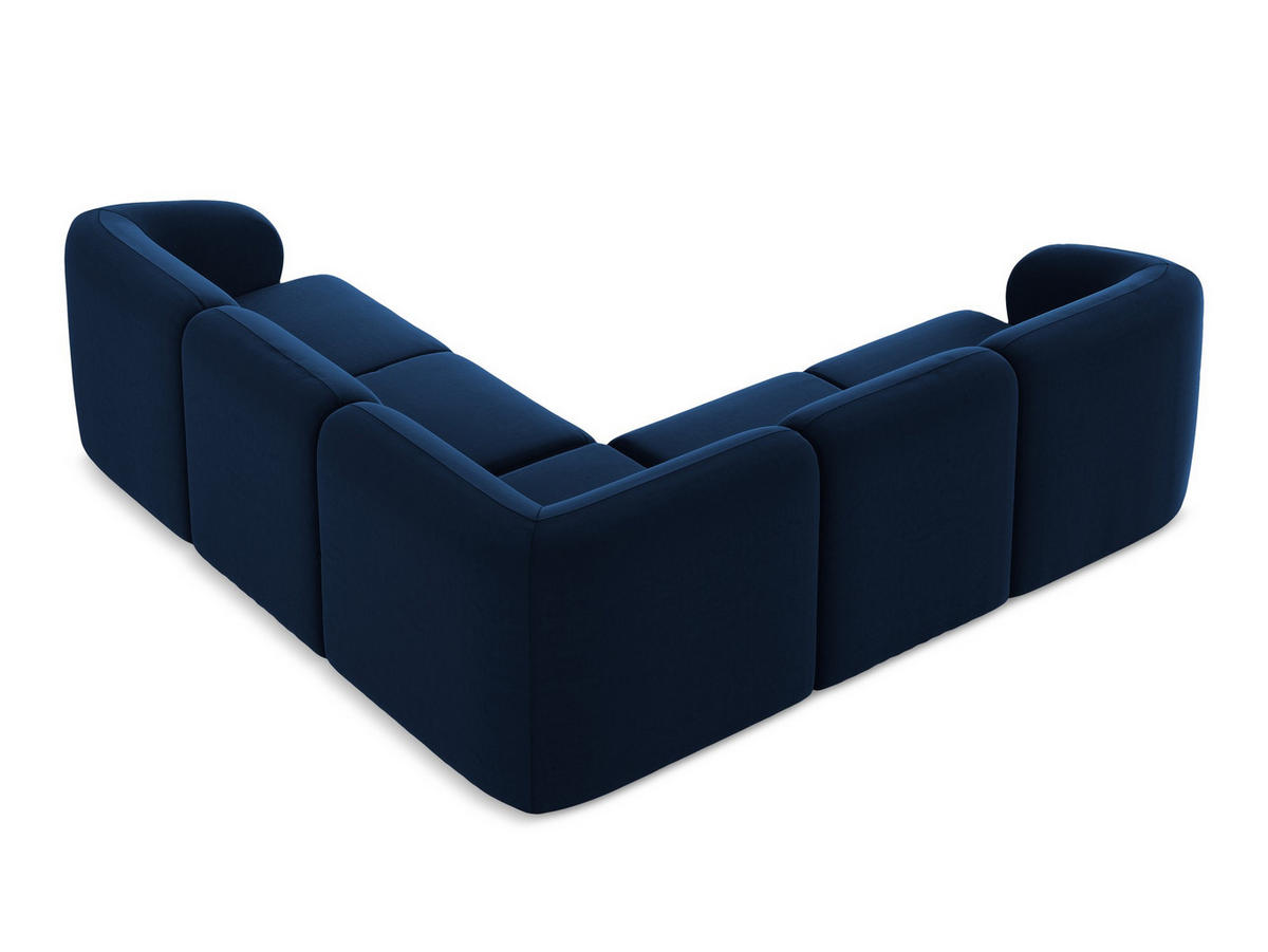 ECKSOFA Samt Stoff Blau - Türkis/Schwarz, Holzwerkstoff/Kunststoff (251/251cm) - Makamii