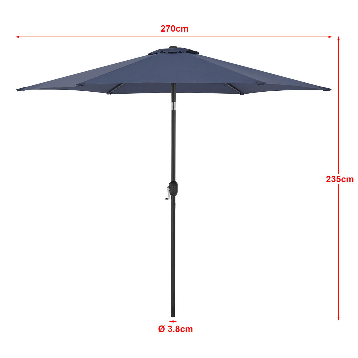 SONNENSCHIRM Altino - Dunkelblau, Textil/Metall (270/270cm) - casa.pro