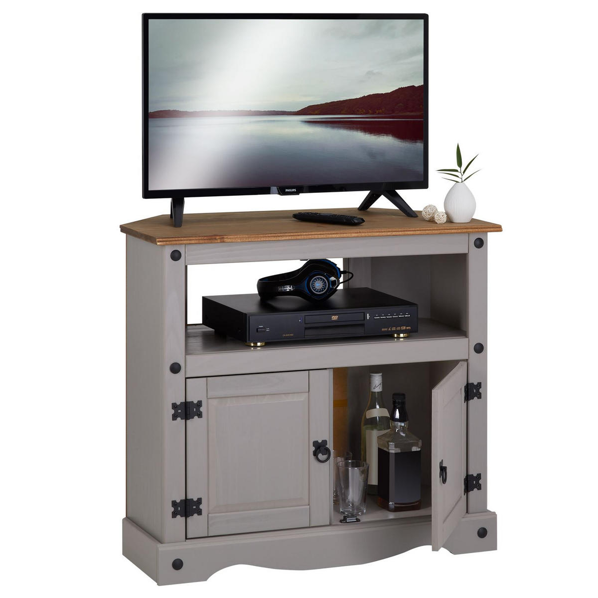 TV RACK RAMON - Naturfarben/Grau, Holz (85/79/43cm) - CARO-Möbel