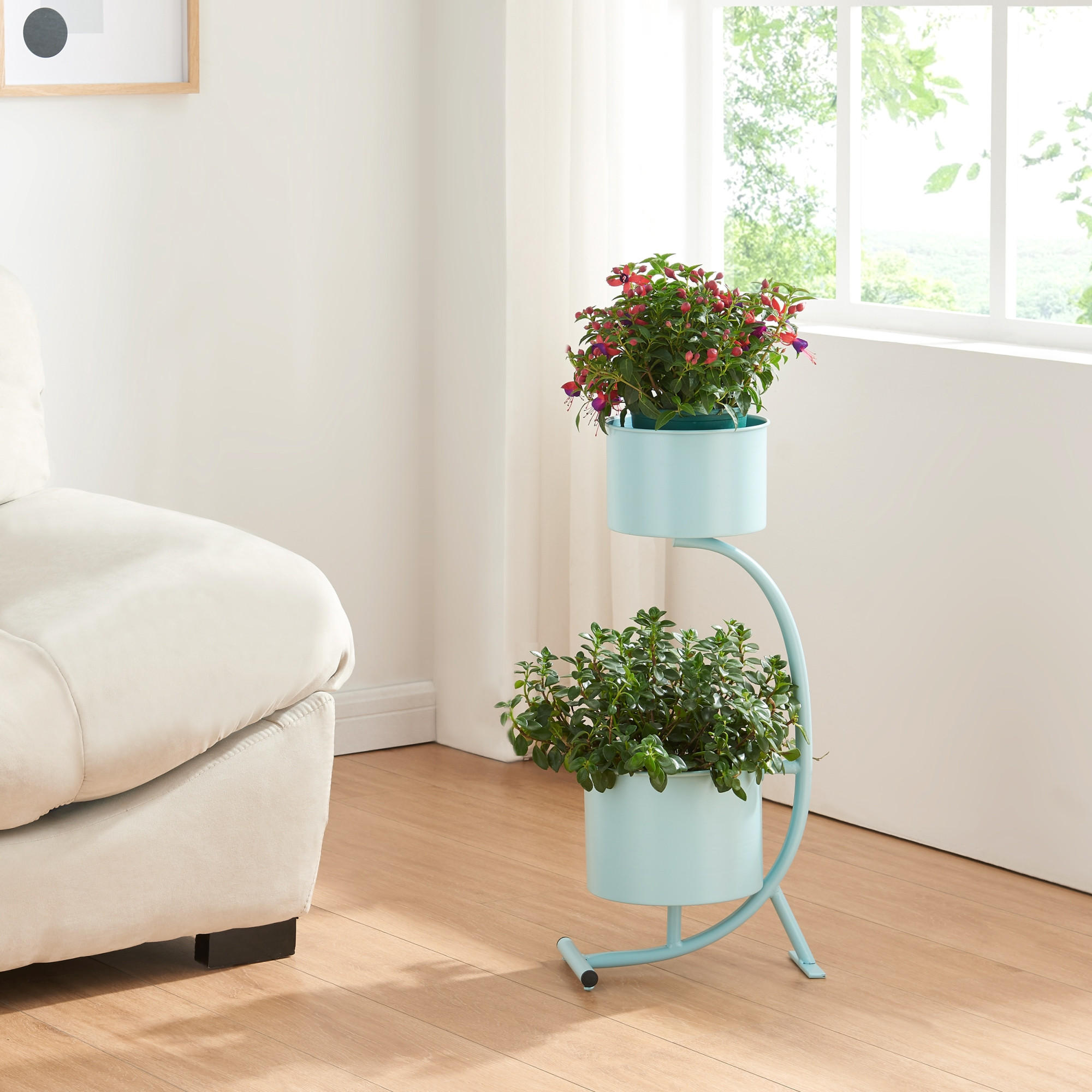 PFLANZENSTÄNDER Almelo - Hellblau, Metall (63cm) - [en.casa]