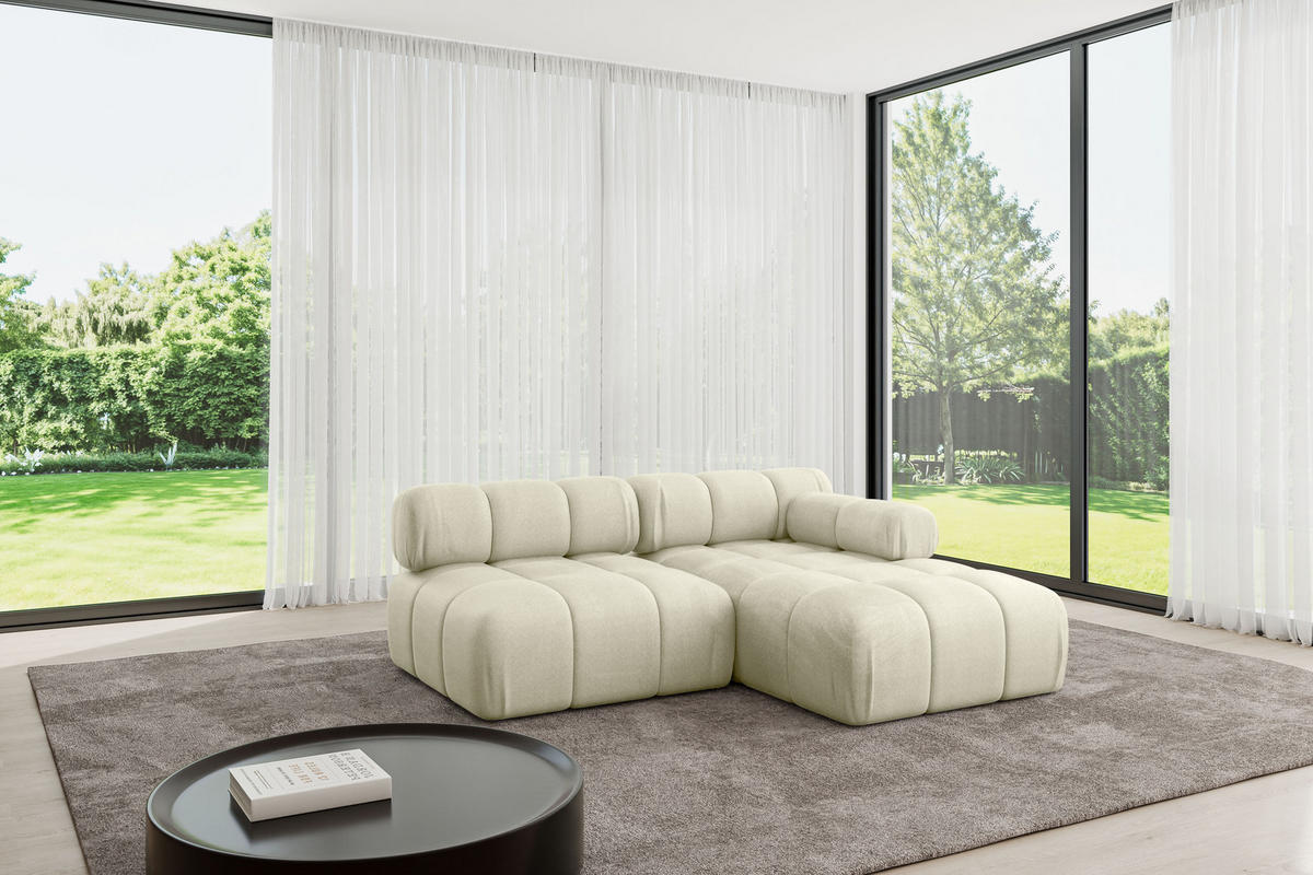 ECKSOFA modulares Sofa Razon-L1 - 190x160x70 cm Beige Velours - Beige, Holzwerkstoff/Textil (190/160cm) - ALTDECOR