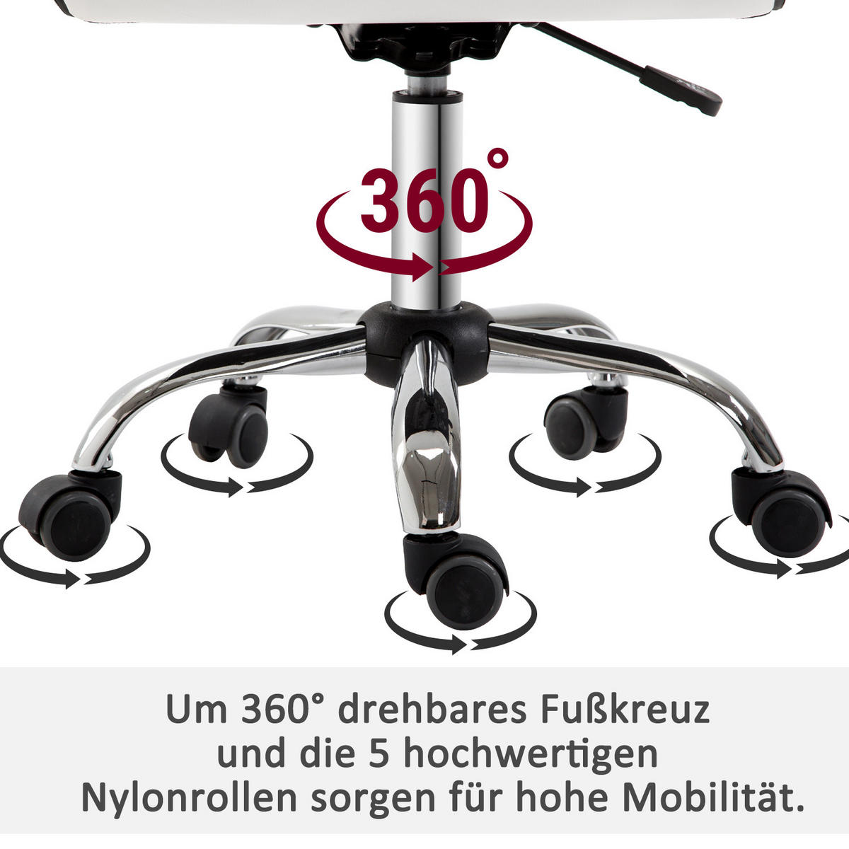 FRISEURSTUHL, Drehstuhl, Stahl PU, Weiß - Weiß, Metall (48/90/52cm) - HOMCOM