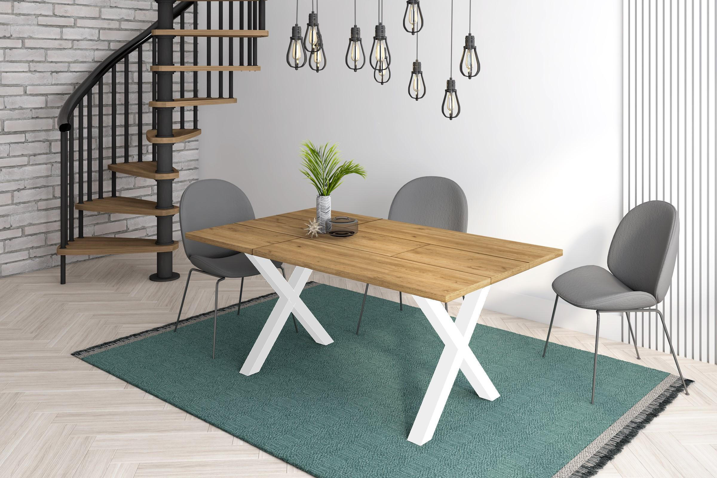 TISCHBEINE X - weiß lackiert, 72/10/71cm - Weiß, Holz (72/71/10cm) - Skraut Home