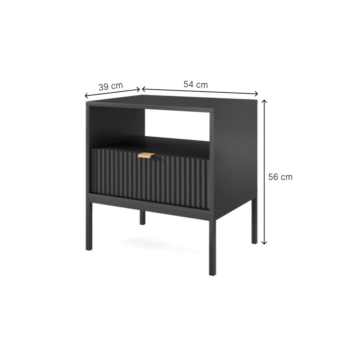 NACHTTISCH Font 54x56x39 cm - Modern Nachtschrank zum Schlafzimmer - EIN praktischer Commode aus Spanplatten - Grau - Grau, Holzwerkstoff (54/56/39cm) - Chilly