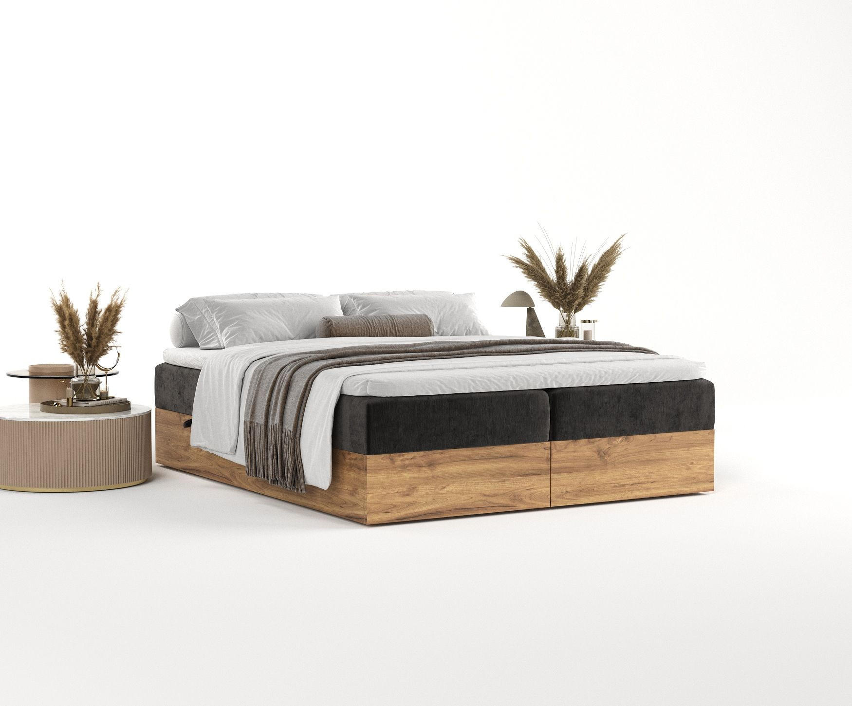 Thumbnail - Maison de Reve Boxbett, Schwarz, Textil, Buche, Kiefer, H3, Höhe ca. 20 cm, 180x200 cm, Oeko-Tex® Standard 100, FSC 100%...